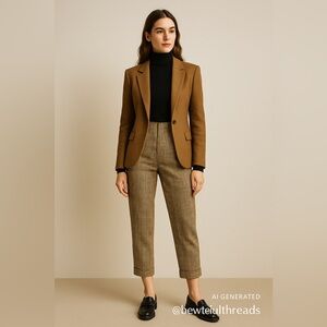 Old Money Academia Check Plaid Cropped Trousers – Bershka (EUR 40 / US 8)